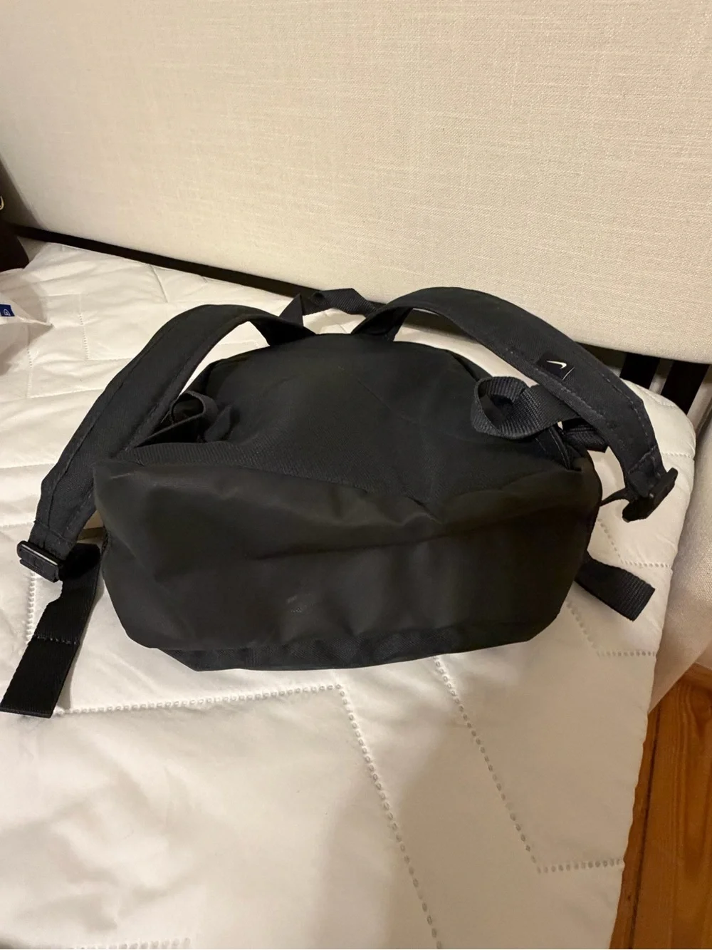 Nike Black Mini Backpack with White Swoosh Logo